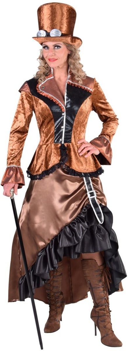 Steampunk Kostuum | Bronzen Steampunk Blackburn Fantasie | Vrouw | XXL | Carnaval kostuum | Verkleedkleding